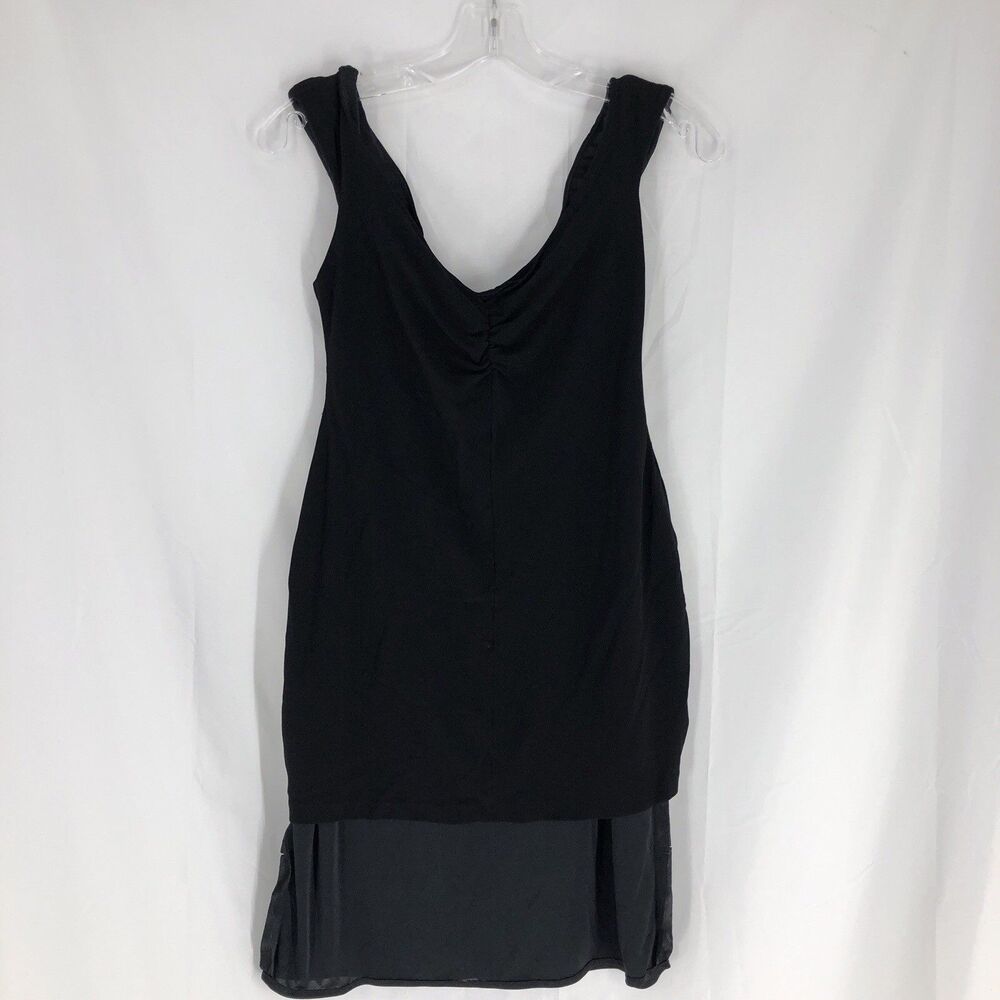 White House Black Market Black Mesh Panel Midi Sheath Dress Small
